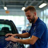 Client inspectant voiture remise à neuf