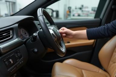 Détail du nettoyage intérieur d'une voiture