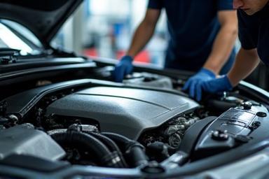 Détailing moteur soigné sur voiture moderne